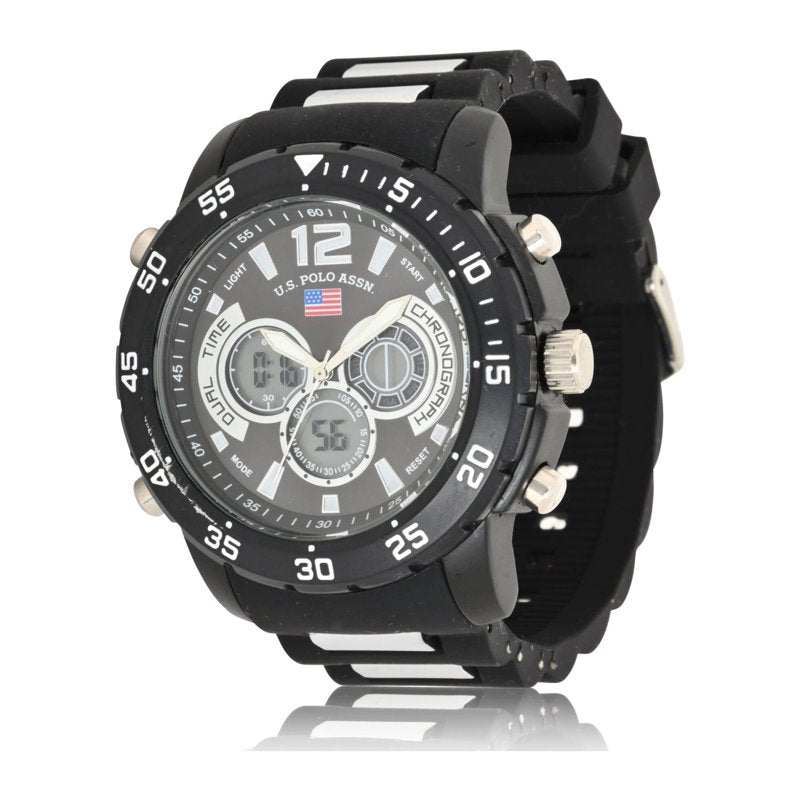 Men's Sport Analog Digital Watch with Black Rubber Strap - US9544WM