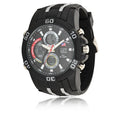 Men's Sport Watch with Analog and Digital Display - Black and Silver Link Band