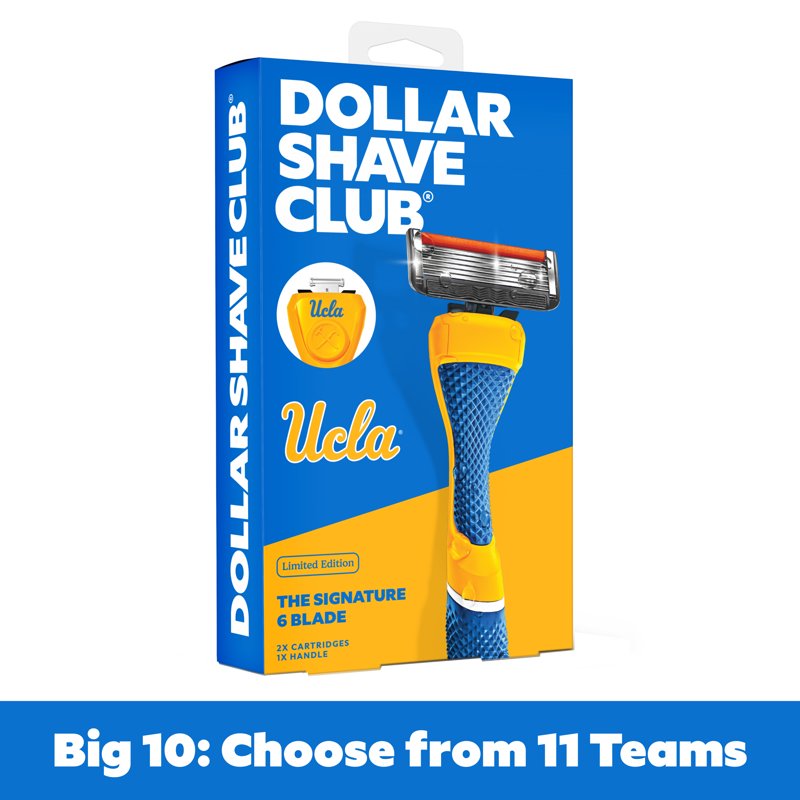 6-Blade Razor Starter Set with School Color Handle - Shaving Kit for Men