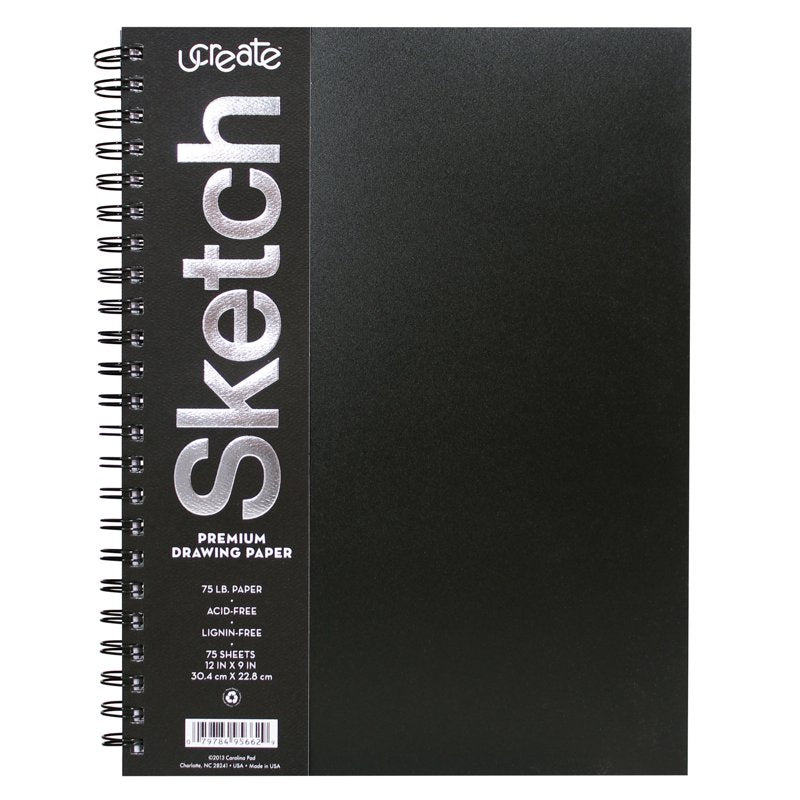 Heavyweight Sketch Book with Poly Cover - 75 Sheets, 9x12 Inches