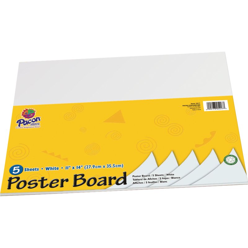 11x14 White Poster Boards - 5 Sheets for Art & School Projects