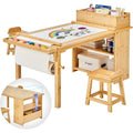 Toddler Art Table and Chair Set with Storage Shelves and Paper Roll Rack