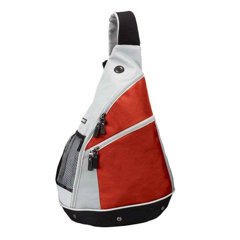 Unisex Red School Sling Backpack with Multiple Pockets & Water Bottle Holder