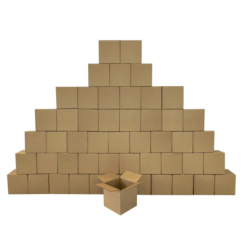Corrugated Shipping Boxes Pack of 50 - 4x4x4 Inch Cube Cardboard Boxes
