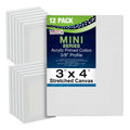 Mini Primed Stretched Canvas Set - 3x4 Inch for Painting & Crafts, 12 Pieces