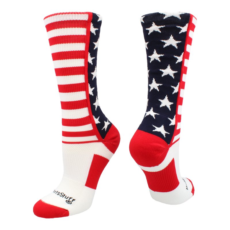 American Flag Crew Socks - USA Stars and Stripes Athletic Socks for All Sports