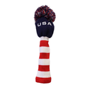 USA Super Pom Pom Golf Club Head Cover - Vintage Knit, Patriotic Design