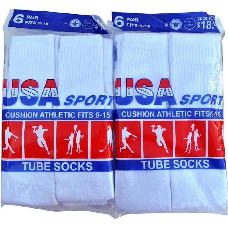 Men's Athletic Cotton Tube Socks - Size 9-15, Cushioned Sports Socks