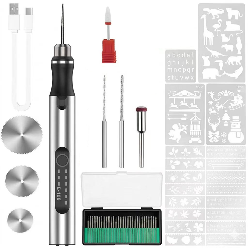 Electric Engraving Pen with 37 Bits - Portable Cordless Rotary Engraver for Jewelry Wood Glass Stone