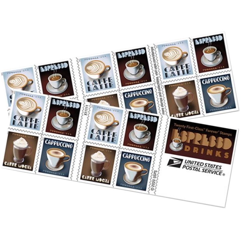 Coffee Themed Postage Stamps Collection - USA Forever Booklet of 20