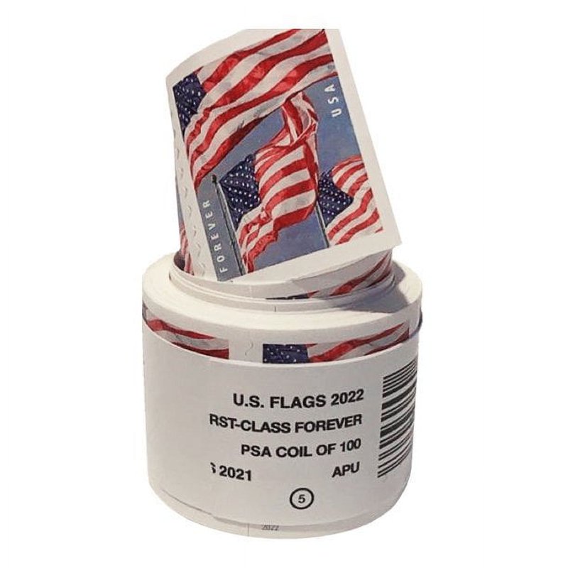 USPS Forever Stamp Roll of 100 U.S. Flag 2022 - Official Postal Stamp