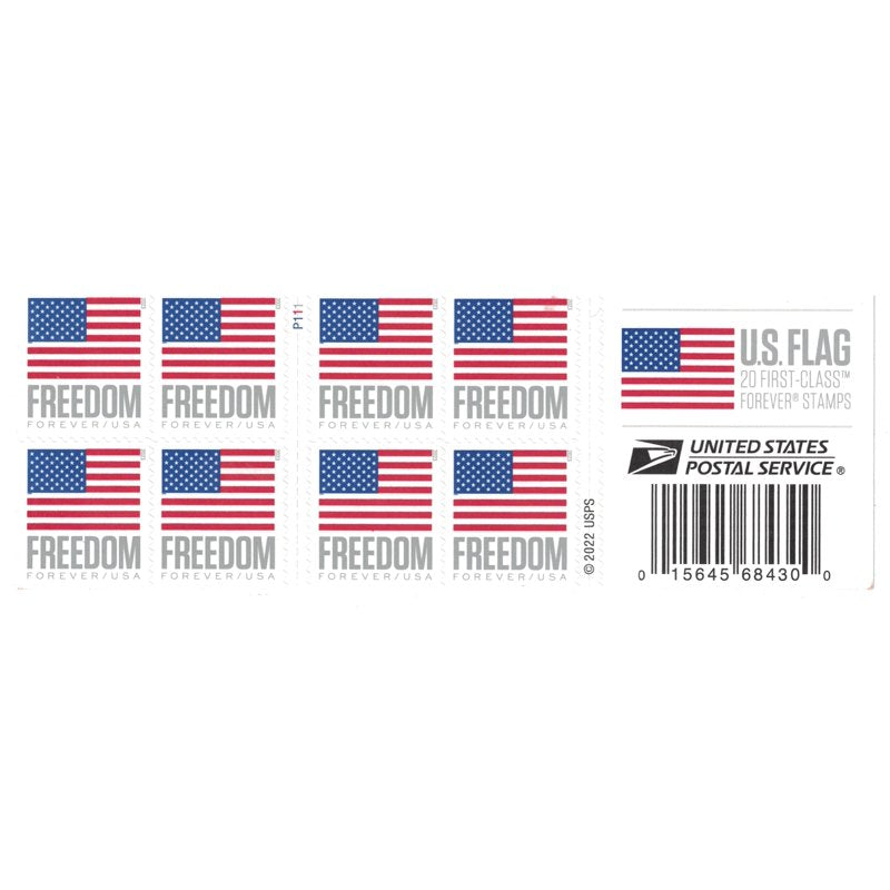 USPS Forever Stamp Book of 20 - 2023 U.S. Flag Collectible