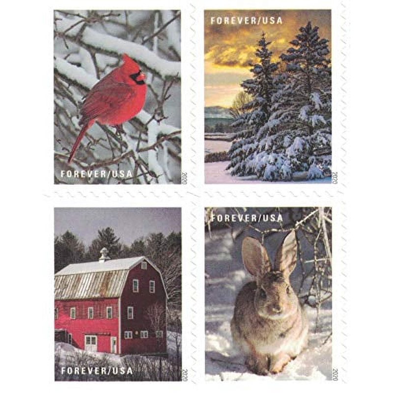 Winter Scenes Double-Sided Forever Postage Stamps - 20 Pack