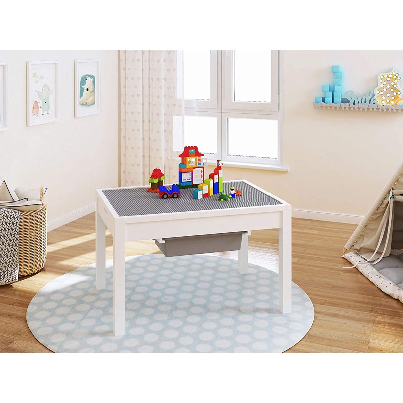 Kids Activity Table with Storage - Reversible Play Surface & Large Storage Compartment