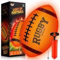 Glow in the Dark Football for Kids Outdoor Night Play - Light Up Soccer Ball for Boys Girls 6-12