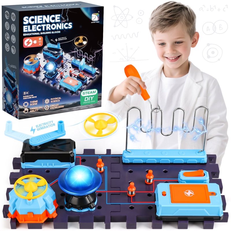 Kids STEM Science Kit with Circuit Board Light & Music - Electronics Exploration Toy for Ages 8+
