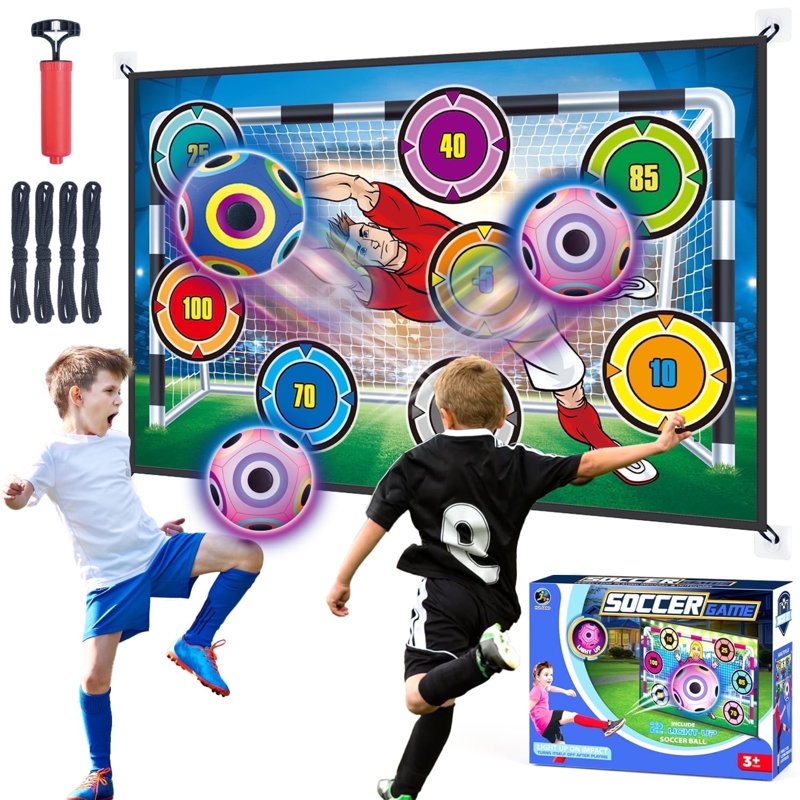 Indoor Outdoor Soccer Game Set for Kids with 2 Balls & Target Board