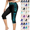 High Waisted Women's Tropical Print Swim Leggings - Quick Dry Tummy Control Water Sports Bottoms