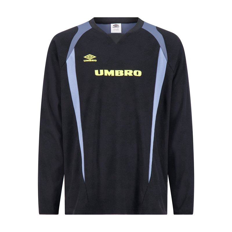 Umbro Men’s Panelled Long Sleeve Jersey Black/Grisaille/Blazing Yellow – Size M
