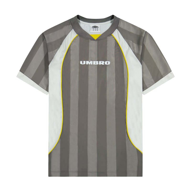 Umbro Men’s Retro Panelled Raglan Shirt - Brushed Nickel / Brilliant White / Blazing Yellow (Size L)