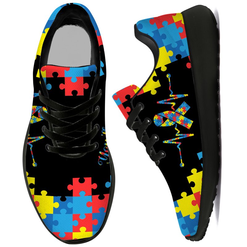 Women's Tennis Shoes with Autism Awareness Design, Breathable Lightweight Sneakers
