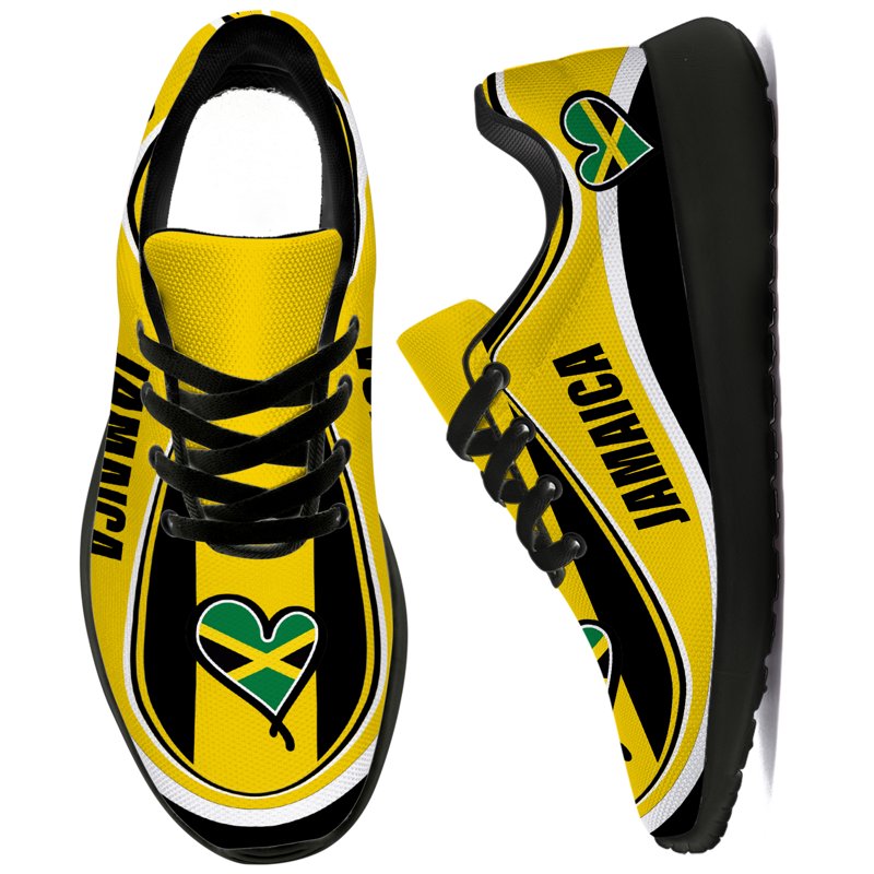 Women's Tennis Shoes with Jamaica Flag - Lightweight Breathable Sneakers - Size 8