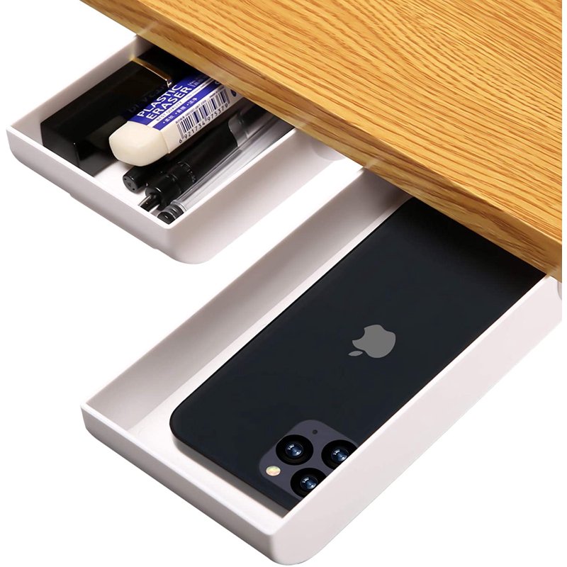 Under-Desk Drawer Organizer and Pen Holder for Workspace Storage