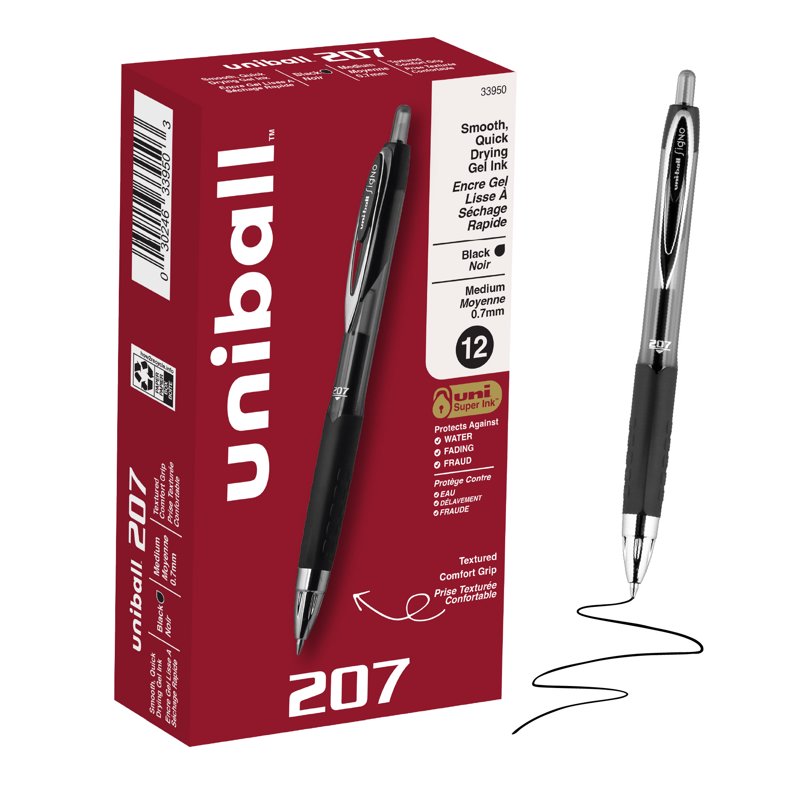 Retractable Gel Pen Set - Medium Point 0.7mm Black Ink Office Supplies