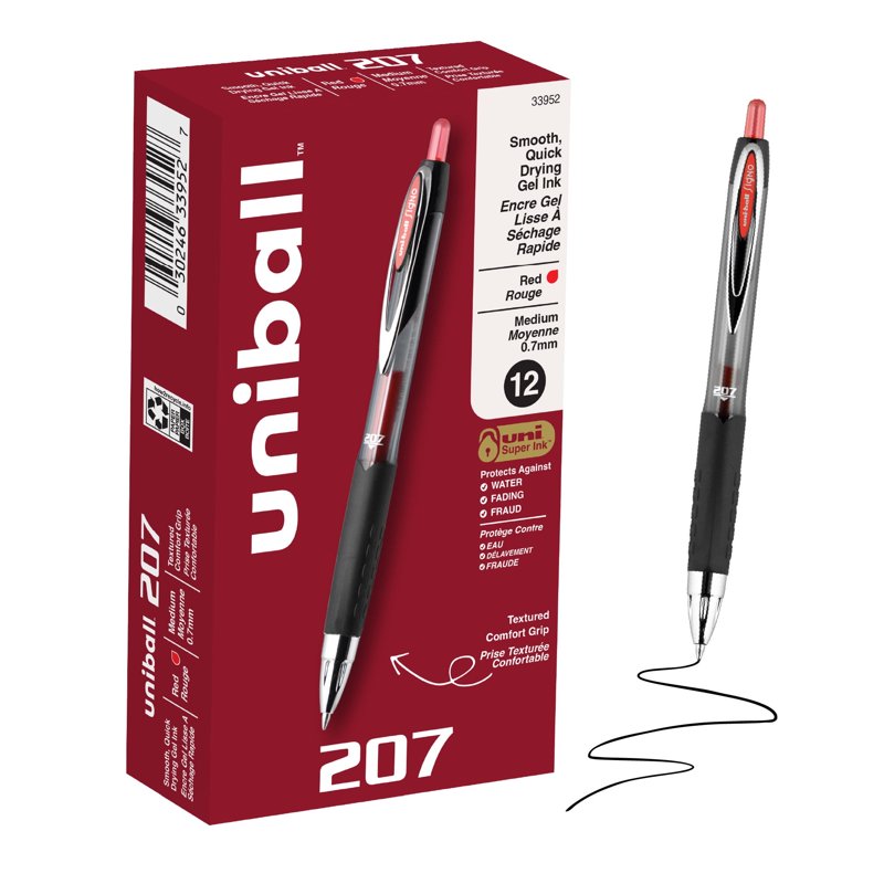 Refillable 0.7mm Gel Pen with Red Ink - Smooth, Skid-Resistant Writing