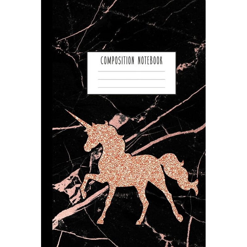 Unicorn Wide Ruled Composition Notebook 6x9 Inch with Cute Unicorn Design - 100 Sheets