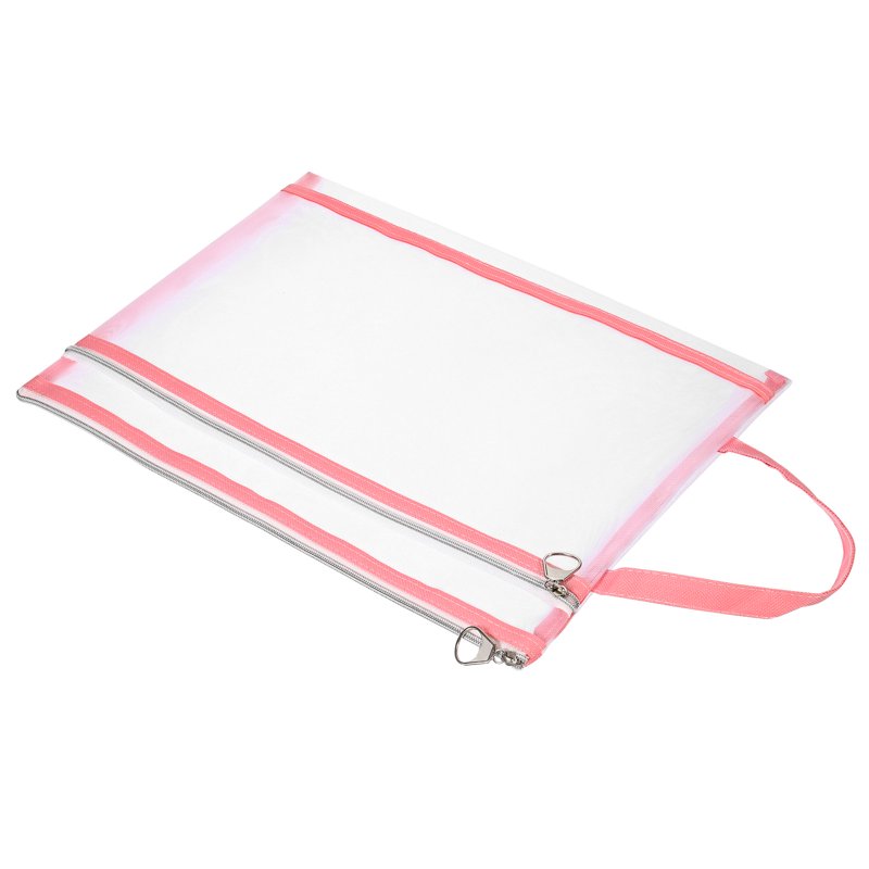 Nylon Document Zip Pouch with Handle Mesh Clear Files Bag for Office & Travel