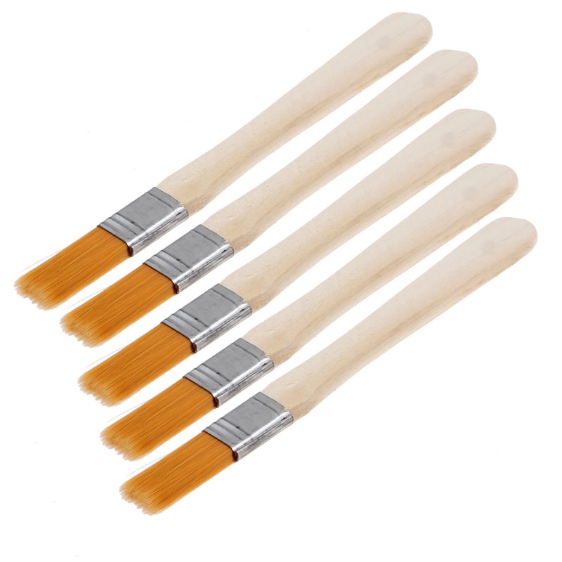 Oil Painting Brush Set 5pcs Wooden Handle Bristle Artists Brushes 0.4" Width