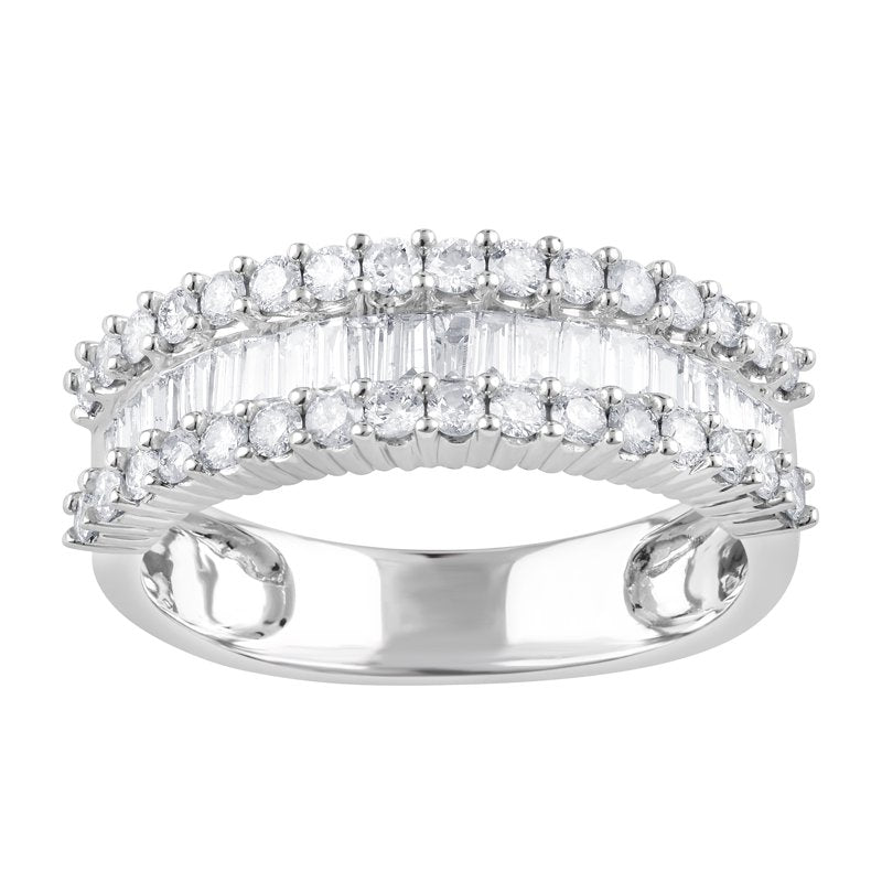 Lab Grown Diamond Engagement Ring 1.02 Ct Sterling Silver Wedding Band