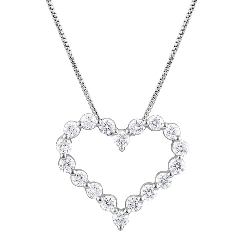 Lab Grown Diamond Heart Pendant Necklace for Women in Silver 1/4 Ct - 18"