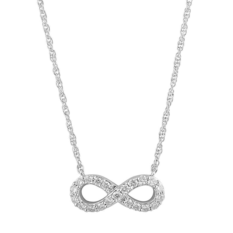 Lab Grown Diamond Infinity Pendant Necklace for Women in Silver - 1/5 Ct