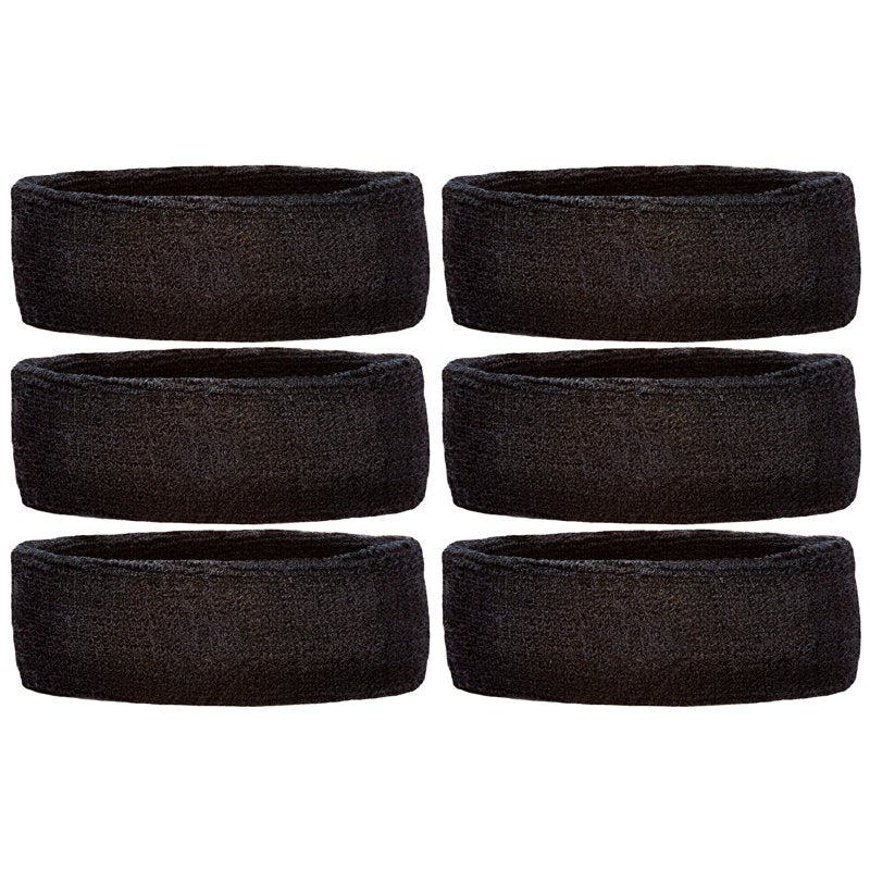 Sports Headbands Pack of 6 - Comfortable Sweat-Absorbing Team Headbands