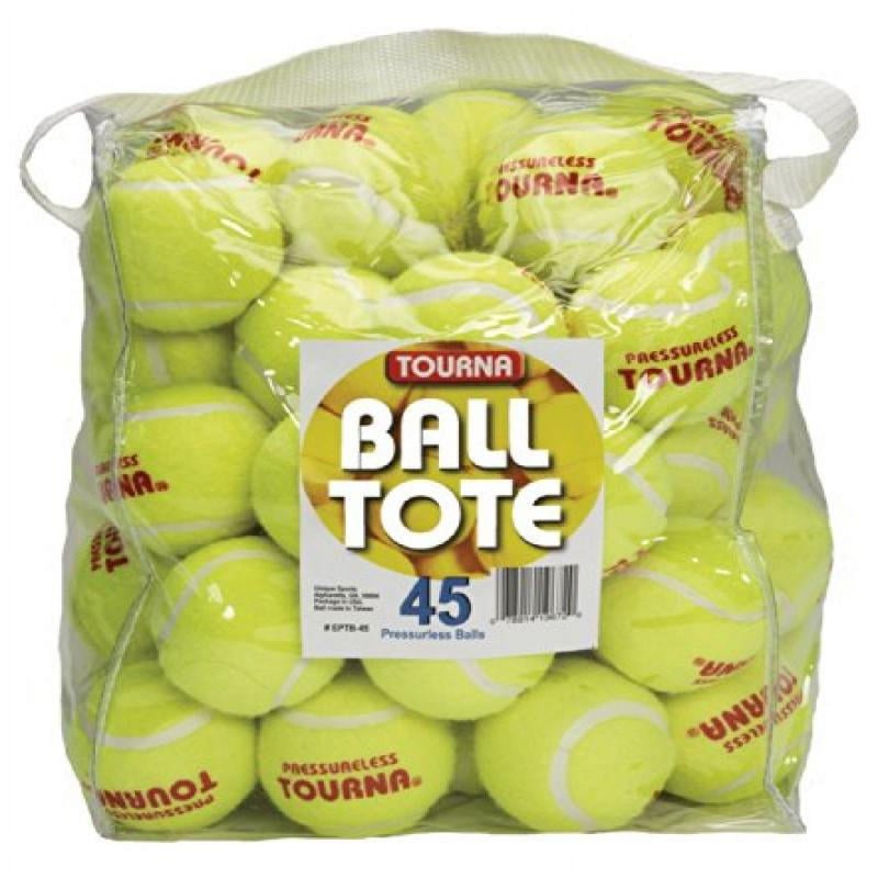 Pressureless Tennis Balls with Vinyl Tote - 45 Yellow Practice & Training Set