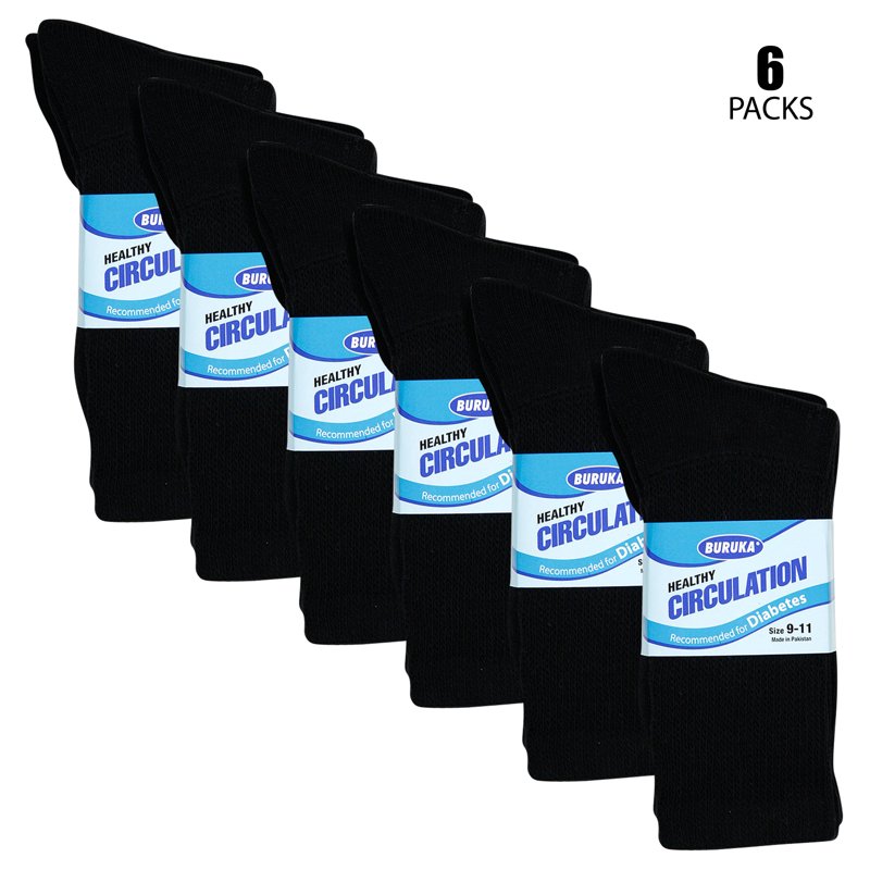 Unisex Diabetic Non-Elastic Cotton Crew Socks for Circulatory Support