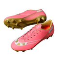 Unisex Leather Soccer Cleats with Lace-Up Closure - Turf Football Shoes, Pink, US Men 4.5 / Women 5.5