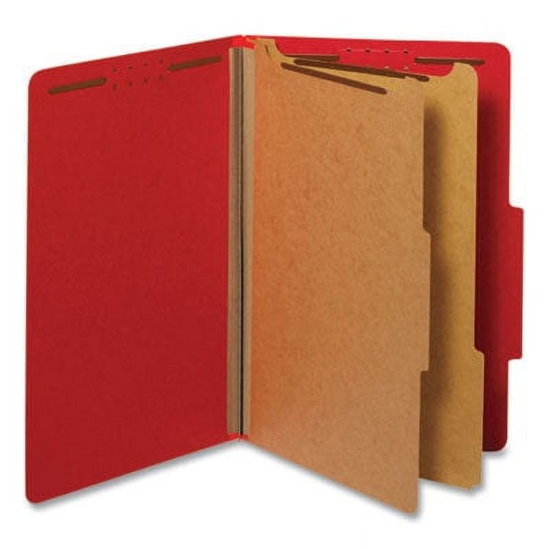 Universal 10313 Legal Pressboard File Folders - 6-Section Ruby Red, 10/Box