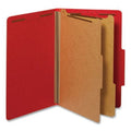 Universal 10313 Legal Pressboard File Folders - 6-Section Ruby Red, 10/Box