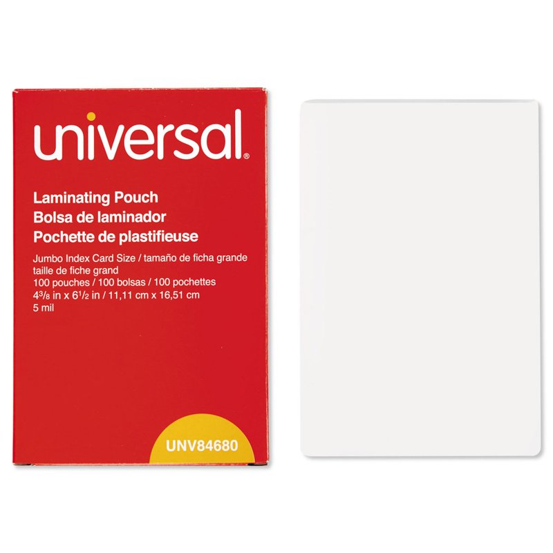 Universal Clear Laminating Pouches 5 Mil Photo Size 4 3/8 x 6 1/2 - 100 Pack