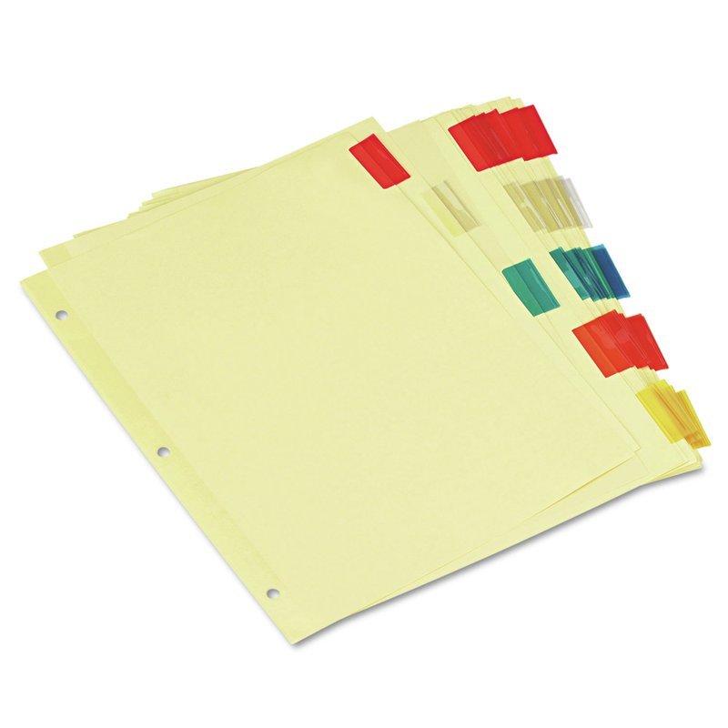 Multicolor 5-Tab Insertable Index Dividers for Binders - 6 Sets
