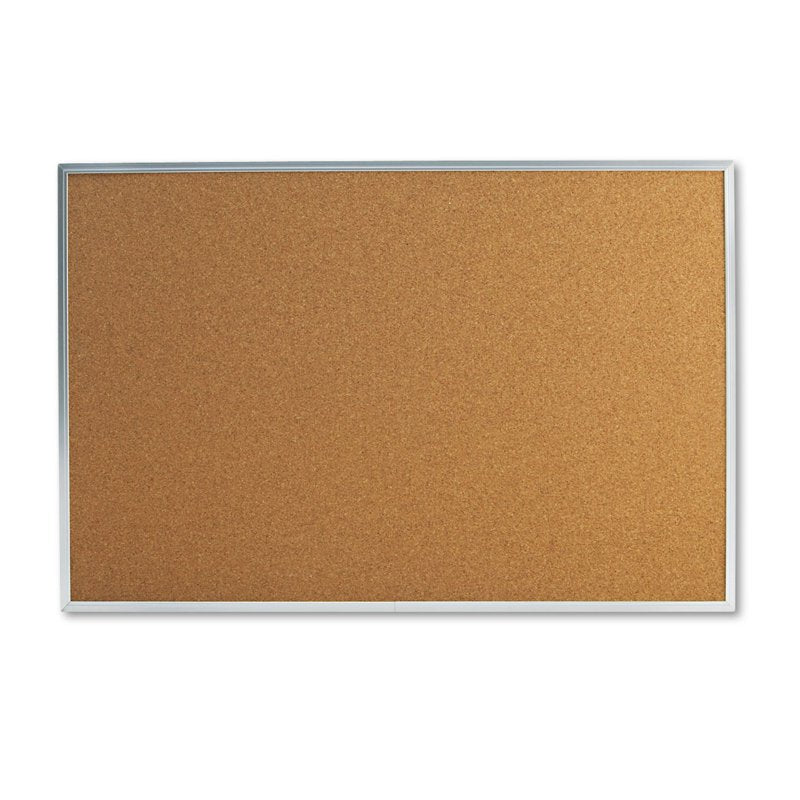 Universal Natural Cork Bulletin Board 36x24 Inches with Satin Aluminum Frame