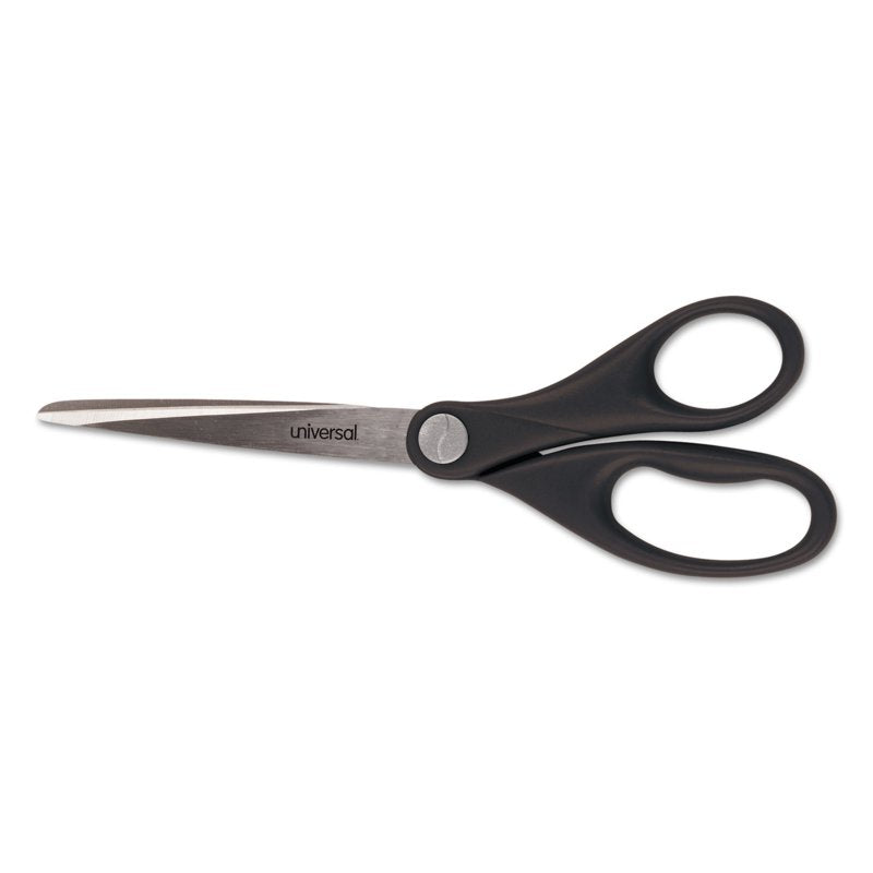 Universal 7-Inch Stainless Steel Office Scissors - Pointed Tip, Black Handle