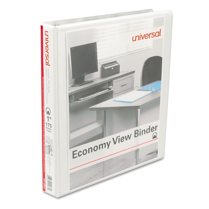 11 x 8.5 Inch White View Binder with 3 Rings - Economy Light Use