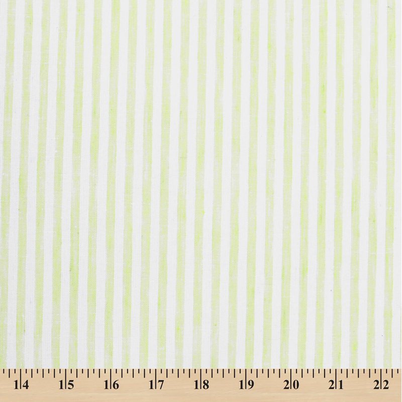 Stripe Linen-Look Fabric - 58-Inch Polyester Cotton Yard Kiwi / White