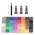 Resin Rhinestones Set for Nail Art and Crafting - Multicolor Flatback Gems with Tweezers & Pickup Pen