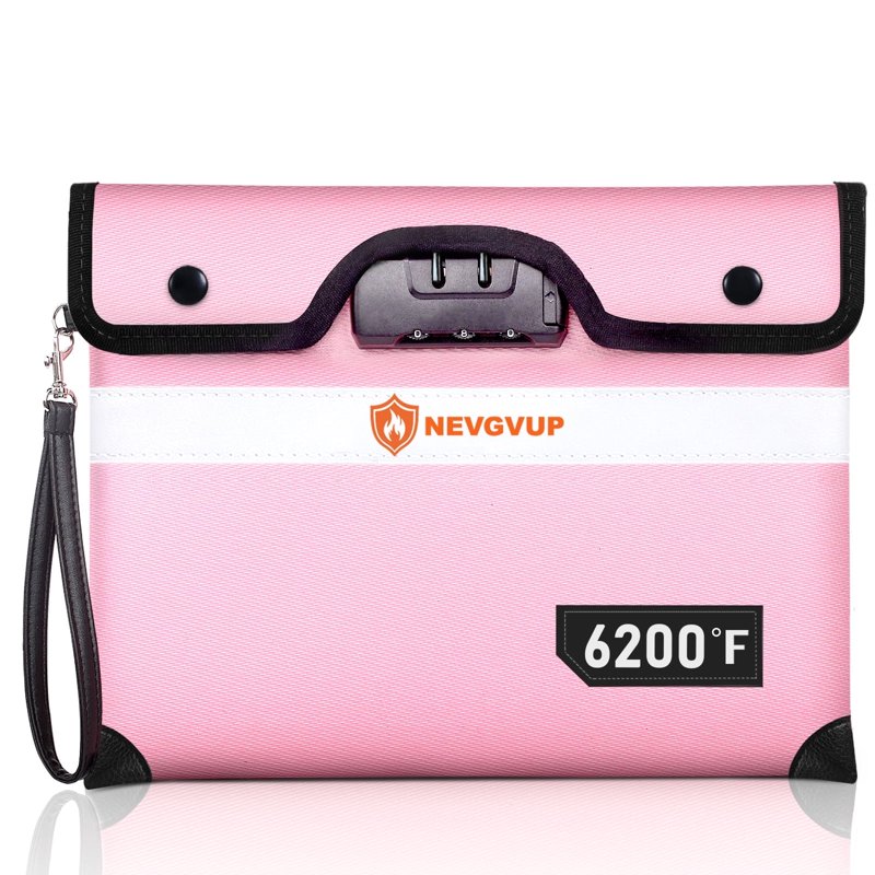 Fireproof Document Bag with Combination Lock - 6200°F Heat-Resistant Water-Resistant Pouch