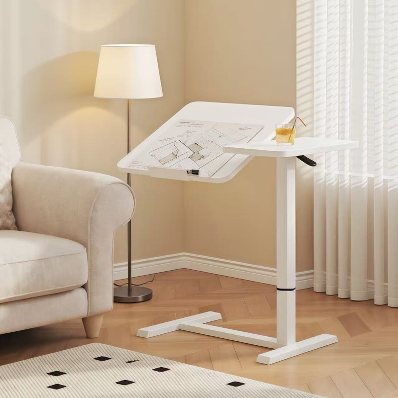 Overbed Table, Height Adjustable with Tilting Laptop Stand, White – Mobile Desk for Bed, Sofa & Dining (Variation: White)